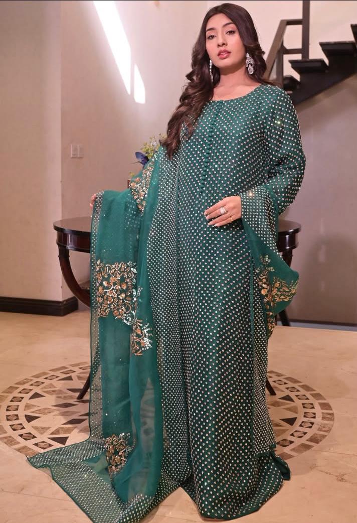 Sequined Organza Maxi Set