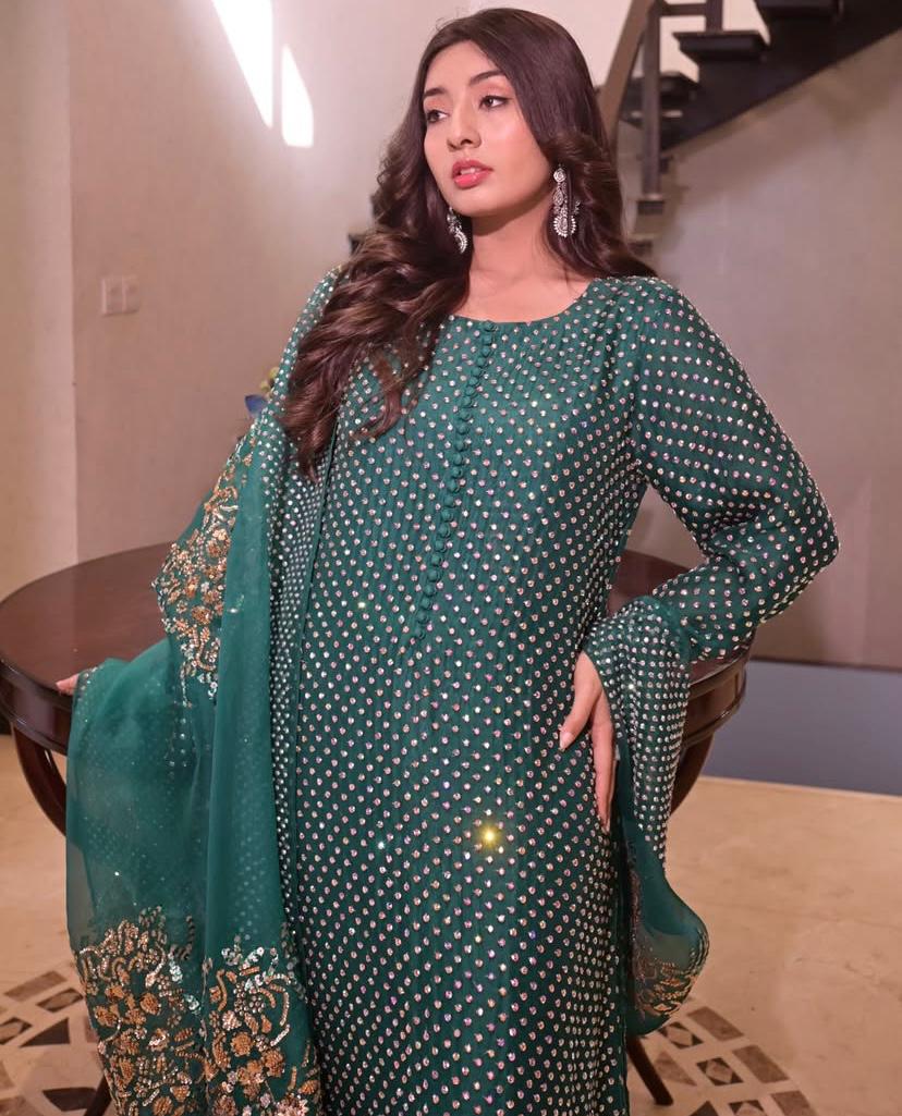 Sequined Organza Maxi Set