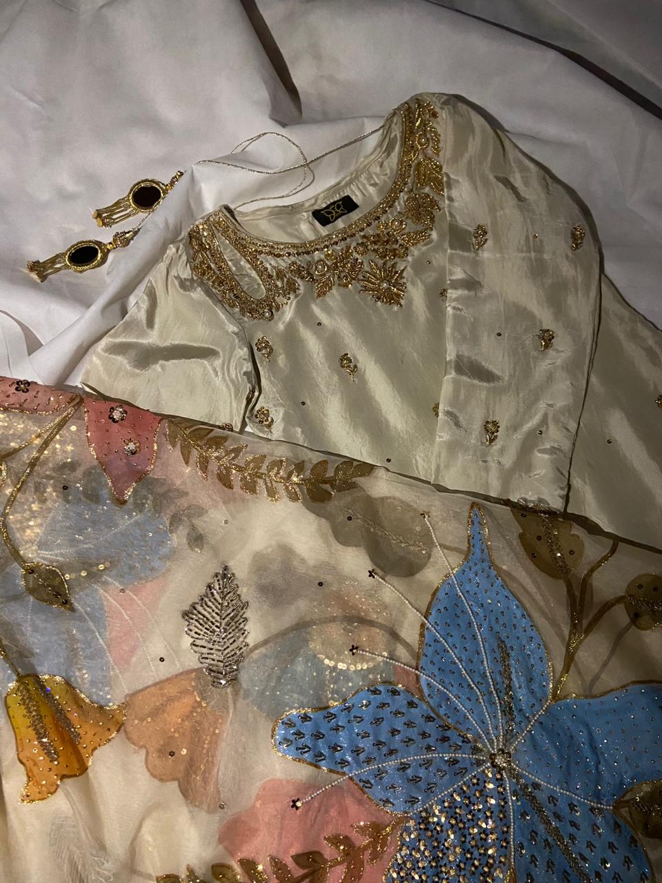 Hand-Painted Tussle Silk Ensemble